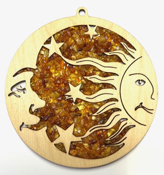 Fensterbild Naturbernstein - Mond trifft Sonne