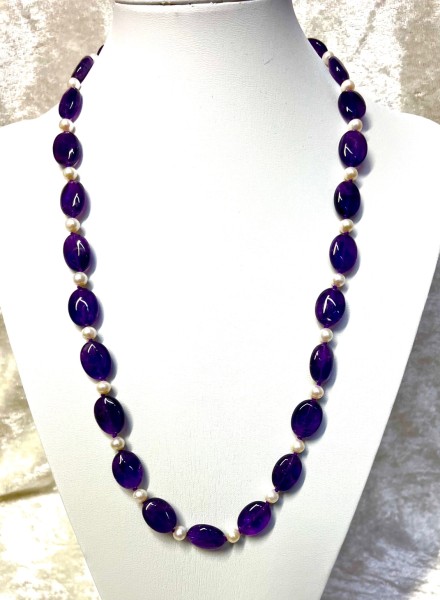 Amethystkette mit Süßwasserperlen