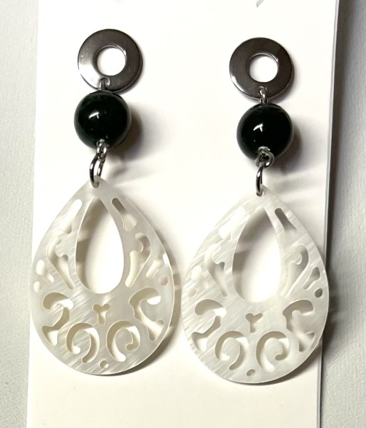 Ohrringe Edelserpentin mit Perlmutt