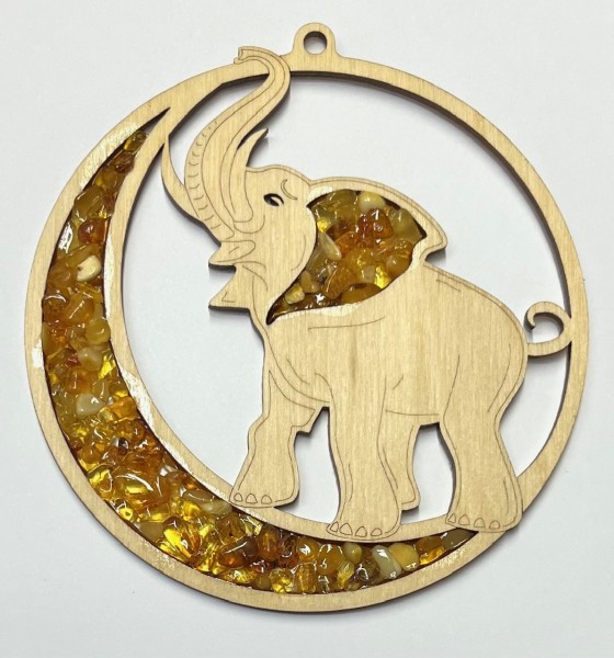 Fensterbild Naturbernstein - Elefant