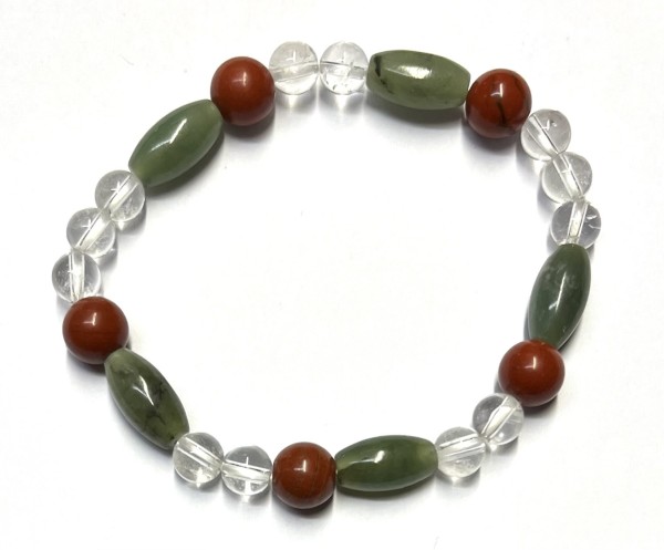 Edelserpentinarmband mit Jaspis und Bergkristall