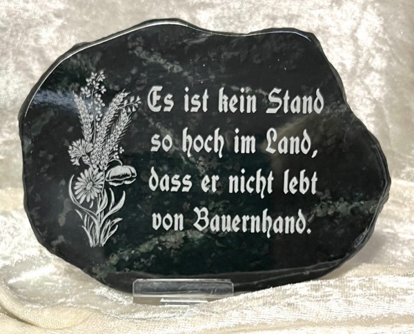 Edelserpentintafel mit Gravur
