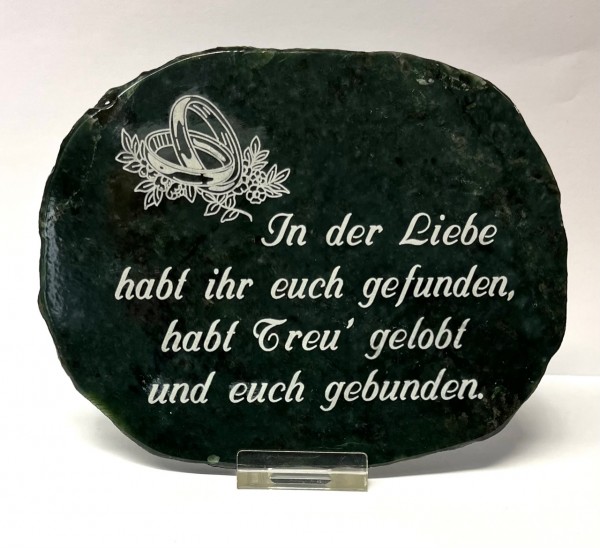 Edelserpentintafel mit Gravur