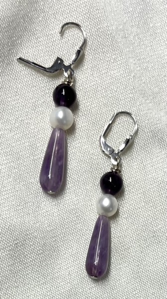 Ohrringe Amethyst und Süßwasserperle
