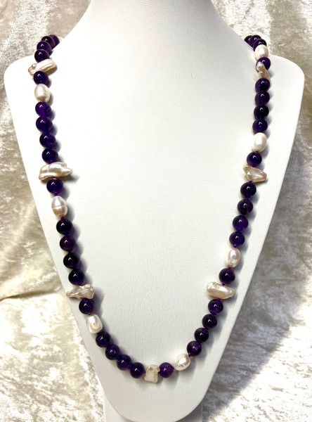 Amethystkette mit Süßwasserperlen