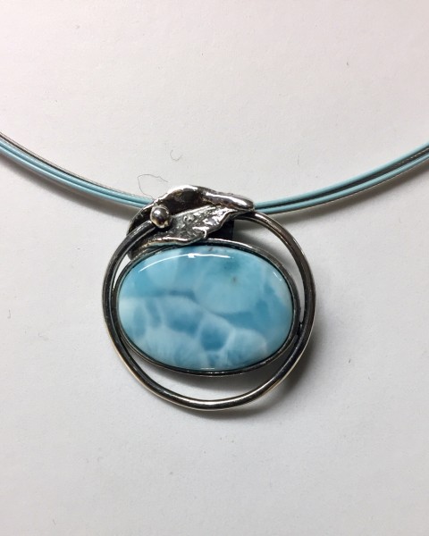 Anhänger Larimar mit Edelstahlreifen